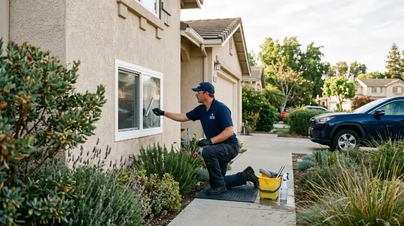 Professional window cleaning equipment — water-fed brushes, San Clemente CA