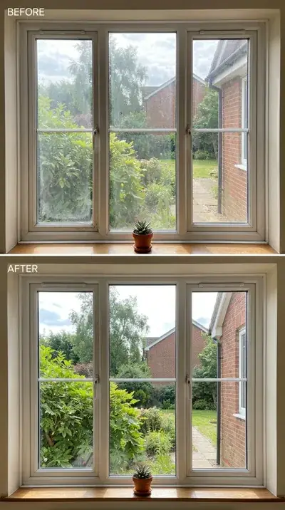 Professional window cleaning result on a San Clemente CA home — spotless after deionized wash