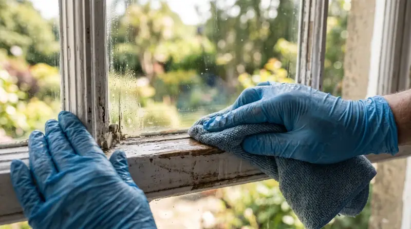 Window washer at San Clemente CA home — professional exterior cleaning