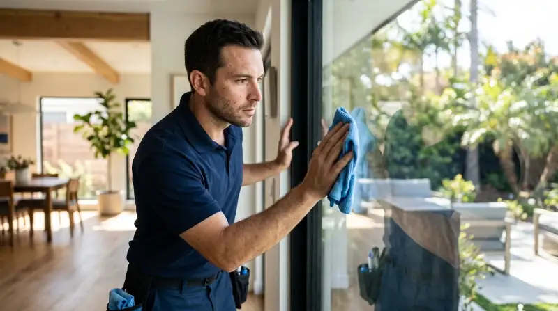 Hunt Club window cleaning on a San Juan Capistrano estate with large sliding doors