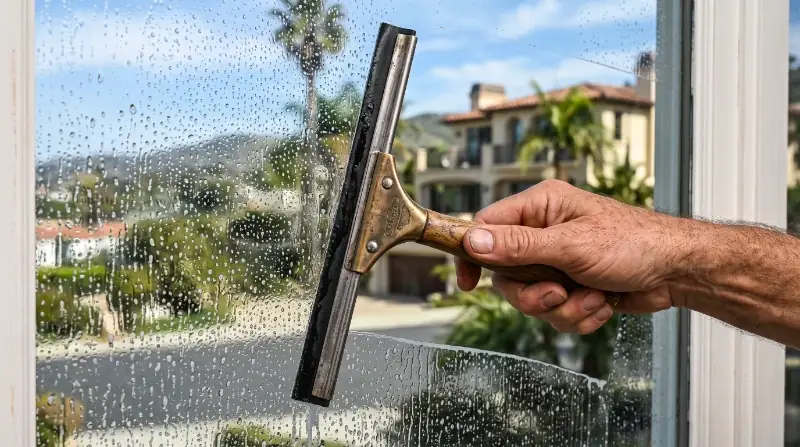 Niguel Shores window cleaning seen from inside a living room with an ocean view